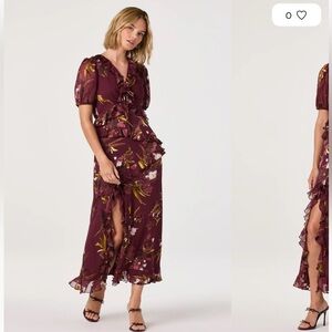 ASTR the Label Bennet Floral Ruffle Trim Midi Dress